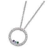 Sterling Silver Diamond Birthstone Circle Pendant Sterling Silver Diamond Birthstone Circle Pendant