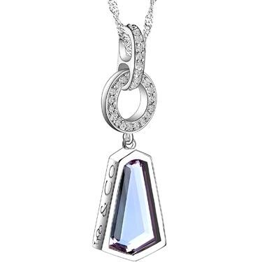 LoLo & Co Designer Jewelry - Freaky Collection - Womens Sterling Silver Necklace Plated in Platinum with 2.9ctw Amethyst and 0.11ctw Diamond - Length 18 in.