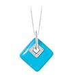 Sterling Silver 0.05 ct. Diamond and Turquoise Pendant with Chain