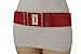 TFJ Women Elastic Faux Leather Fashion Belt Hip Waist Gold Urban Square Buckle Plus M L XL (Red + gold)