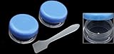 2 Pcs Clear & Blue Small Round Beauty Make Up Case Container