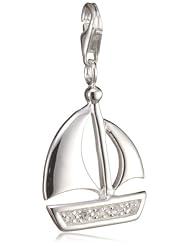 VINANI brand Germany 925 Sterling Silver Charm Pendant Sailing Vessel shiny Zirconia white Ship HSBZ