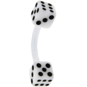 Bioplast White Dice Belly Ring