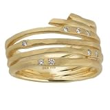 1/10 Carat Diamond 14k Yellow Gold Modern Design <br>Right Hand Ring