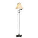Kichler Lighting 74177 57-Inch Clayton Portable Swing Arm Floor Lamp, Bronze with Champagne Soft Back Shade