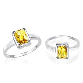 Buy Radiant Cut Citrine Solitaire Ring Sterling Silver by Peora