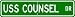 USS COUNSEL MSF 165 Street Sign - Navy Ship Gift Sailor
