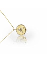 14KT Yellow Gold Lovely Diamond Letter Pendant with Diamond Halo. 1/2 CTW