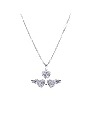Nickel Free Sterling Silver Pendant & Earring Sets CZ Covered Heart Set