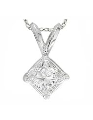VS 0.50Ct Princess Diamond Solitaire Pendant 14K Gold Certified
