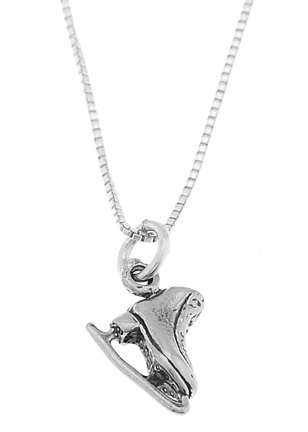 Sterling Silver Double Sided Figure Skater Ice Skate Necklace