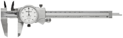 Mitutoyo 505-675 Dial Caliper, 0.1 Per Rev., White Face, 0-6 Range, +/-0.001 Accuracy, 0.001 Graduation