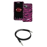 EMPIRE Verizon Motorola DROID Bionic Hot Pink and Black Zebra Stripes Rubbe ....