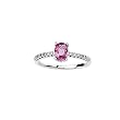 14K White Gold 1/6 ct. Diamond and 7 x 5 MM Pink Sapphire Ring