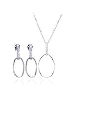 Nickel Free Sterling Silver Pendant & Earring Sets Open Oval Set