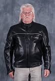 Men's Tall Leather Motorcycle Jacket with Piping and Armor