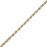 18 Kt Yellow Gold over Sterling Silver Diamond Cut Rope Chain Necklace 18in