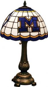 Michigan Wolverines Desk Lamp - Tiffany Style NCAA College Athletics Fan Shop Sports Team Merchandise