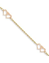 Intertwining 14K Rose Gold Heart Anklet