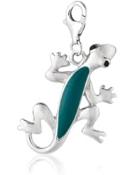Sterling Silver & Enamel clip-on Gecko lizard charm