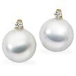 18K Yellow Gold Paspaley South Sea Cultured Fine Round Pearl and Diamond Earrings