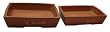Terracotta Classic Asian Oblong Bonsai Planters or Pots - ceramic, set of 2