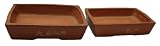 Terracotta asian oblong bonsai planters / pots - ceramic, set of 2