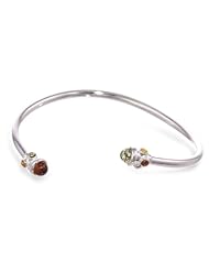 Multicolor Amber and Sterling Silver Adjustable Designer Bangle, 8"