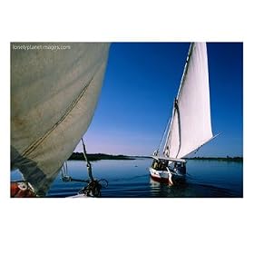 Fishing Sail Boats, or Felluca's, on Nile River, Egypt Transportation Photographic Poster Print by Jane Sweeney, 32x24