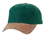 NEW Port Authority - 2-Tone Brushed Twill Cap with Suede Visor, Button and Closure Forest/DkBrown-OSFA