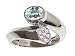 1.07 Cttw Genuine Aquamarine And Diamond Ring In 14k White Gold Size 5.5