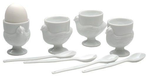 RSVP Porcelain Egg Cups & Spoons 8 pc set boxed