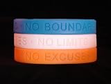 No Boundaries * No Limits * No Excuses Wristbands - Set of 3 (1 ea Blue, Orange, and White)
