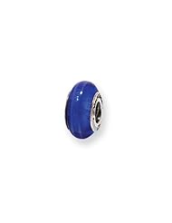 Blue Striped, Glass Charm for 3mm Charm Bracelets