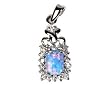 Lab Created Opal Pendant W/CZ .925 Sterling Silver Rectangle