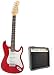 39 Inch Transparent Red Electric Guitar Beginner Kit with 10 Watt Amp