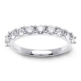 1.10ct 14K White Gold Half Eternity Diamond Women's Wedding Band Ring
