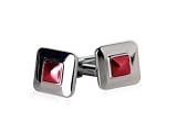 Reflective Red Square Enamel Cufflinks in Silver with Presentation Box