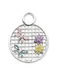 Sterling Silver Round Frame Multi-color CZ Slide
