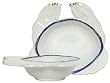 Stoneware Pottery Distressed Blue and White Crab Bowl 5"D 1.5"H Set of 4