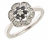 14k white gold black and white diamond ring (1/2 cttw)