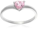 9ct White Gold AMR323905 Ladies Pink Cubic Zirconia Heart Shape Solitaire Ring