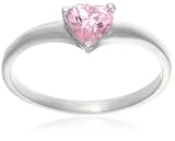 Image of 9ct White Gold AMR323905 Ladies Pink Cubic Zirconia Heart Shape Solitaire Ring
