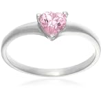 9ct White Gold AMR323905 Ladies Pink Cubic Zirconia Heart Shape Solitaire Ring