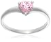 9ct White Gold AMR323905 Ladies Pink Cubic Zirconia Heart Shape Solitaire Ring