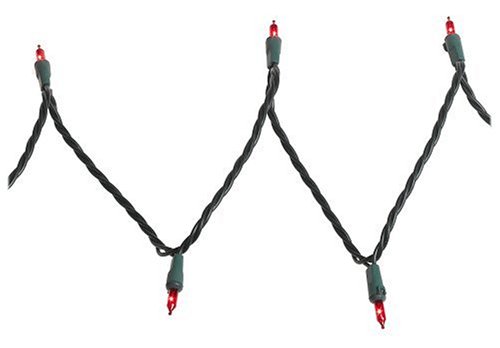 Bethlehem Lighting Indoor Outdoor Holiday Christmas Light Set with 50 Miniature Bulbs - Red with Green Wire