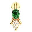 14K Yellow Gold Chatham Created Emerald and Diamond Pendant