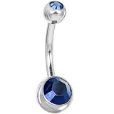 Swarovski Crystal Metallic Blue DOUBLE GEM Belly Ring