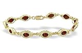 14K Yellow Gold Genuine Oval Garnet Bracelet