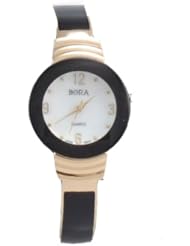 Womens Classic Goldtone and Black Bangle Cuff Watch